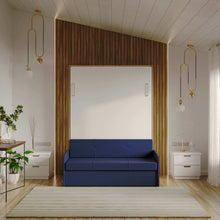 Load image into Gallery viewer, Ella Dark Blue - White Murphy Bed with Sofa (2022 Collection)