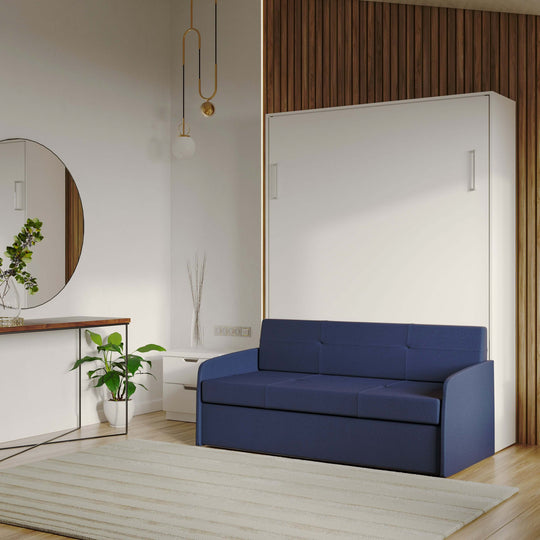 Ella Dark Blue - White Murphy Bed with Sofa (2022 Collection)
