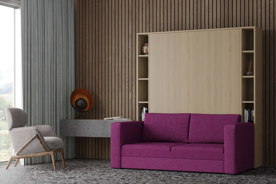purple sofa wall bed