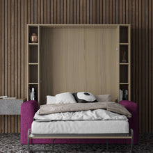 Load image into Gallery viewer, murphy bed with purple sofa