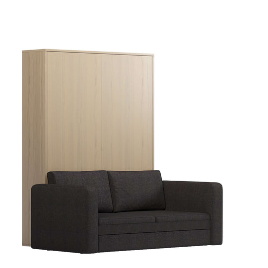 murphy bed with dark sofa wood color