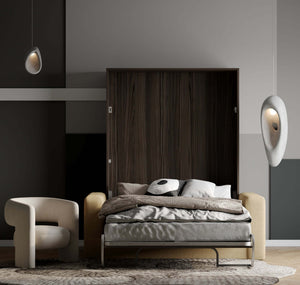 wall bed with sofa dark brown