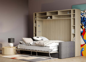 murphy bed with sofa and storage