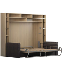 Load image into Gallery viewer, Murphy bed with shelves and sofa
