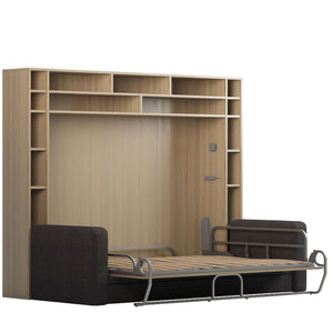 Murphy bed with shelves and sofa
