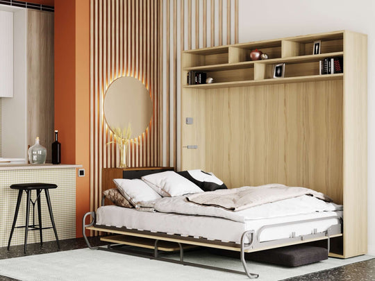 Miraldi Longa Light Oak - Wall Bed With Sofa & Desk