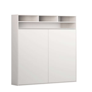 Element - White Horizontal Murphy Bed with Shelves