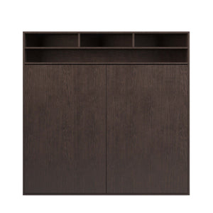 Element - Dark Brown Oak Horizontal Murphy Bed with Shelves
